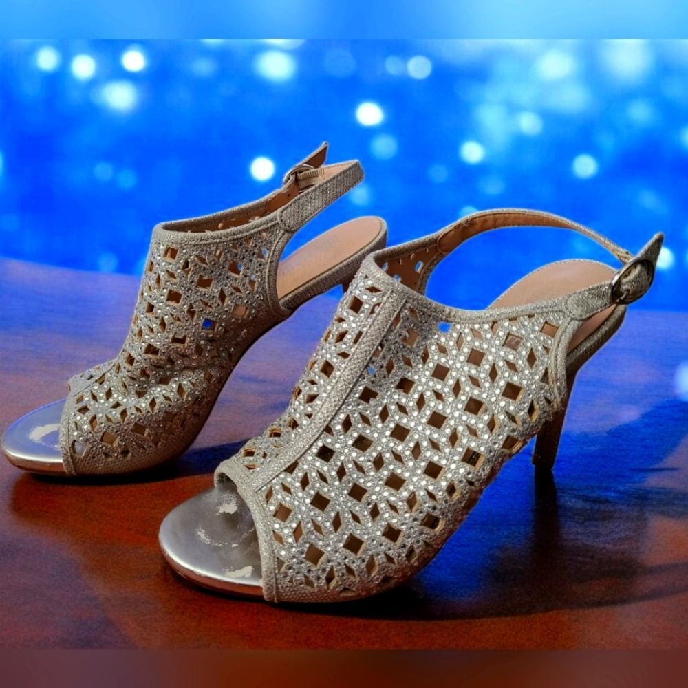 Michael by Michael Shannon Women’s Allie Silver Rhinestone Slingback Heels - 11M
